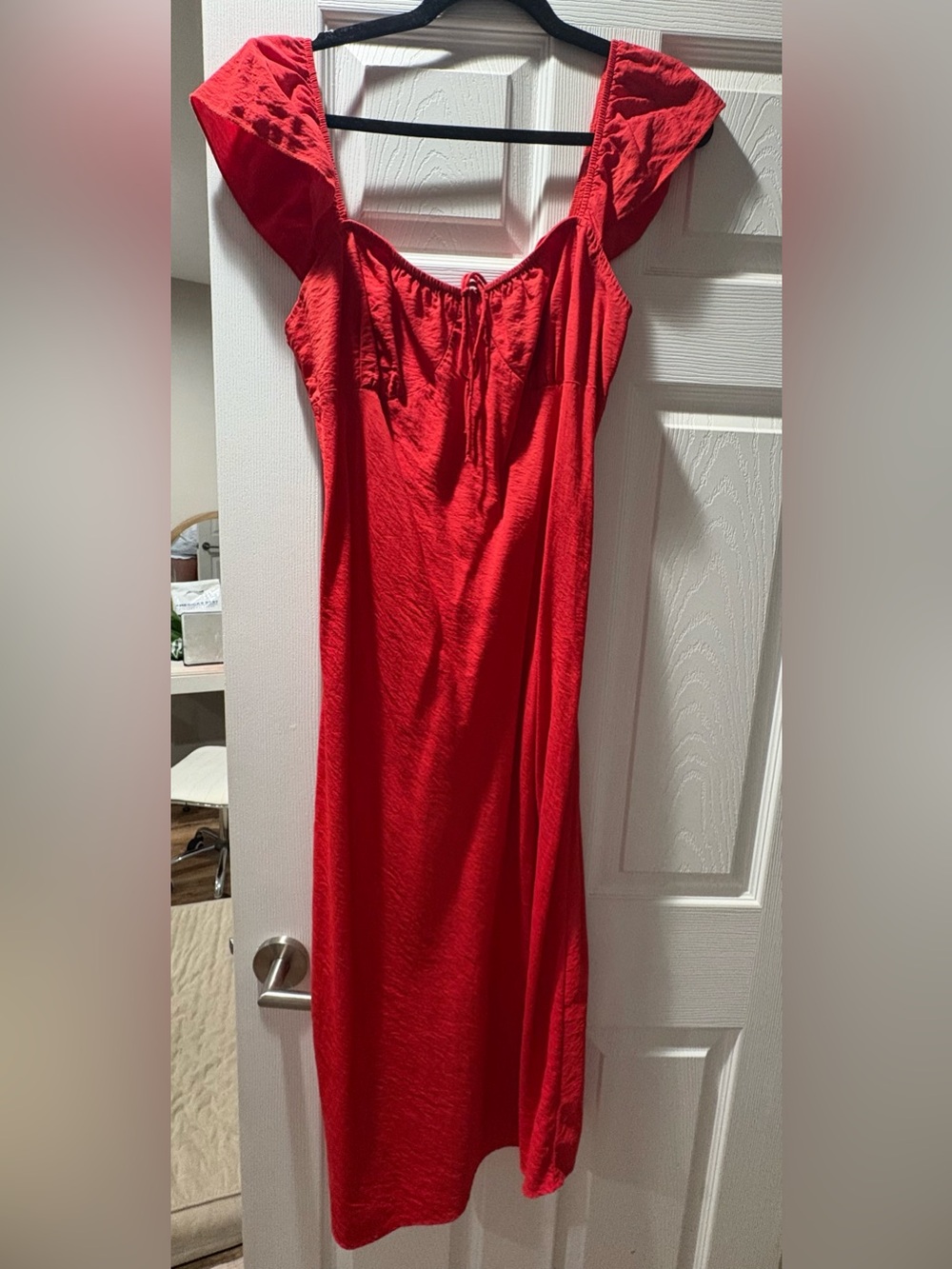 American Eagle Outfitters Red Square-Neck Midi Dress